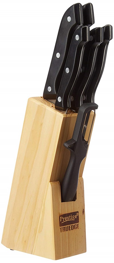 Prestige-Tru-Edge-Kitchen-Knife-Set-with-Wooden-Block-and-Free-Peeler