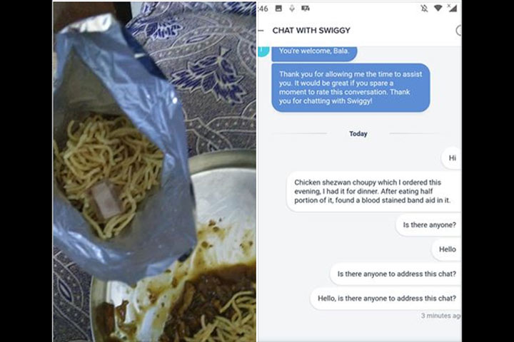 Man Found A Used Bandaid In The Food Ordered Via Swiggy India